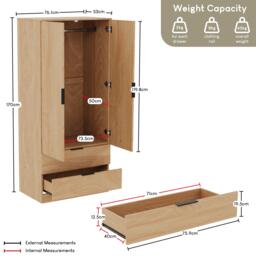 Lassic Trega 2 Door 2 Drawer Wardrobe - thumbnail 2