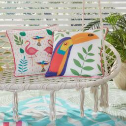 Fusion Summer Garden Indoor Outdoor Hand Drawn Cushion - thumbnail 1