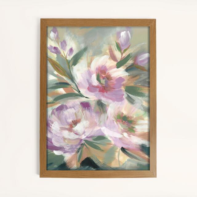 Laura Ashley Abstract Floral Print in a Wood Frame - image 1
