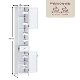 Lassic Bath Vida Priano 2 Door Tall Cabinet With Mirror - thumbnail 2