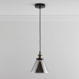 K Living Lucy 1 Light Hanging Smokey Glass Ceiling Pendant - thumbnail 1
