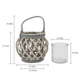 JVL Luna Natural Round Willow Wood Lantern With Br - thumbnail 7