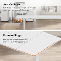 VonHaus White Standing Desk 140x60cm with USB-C Charging - thumbnail 6