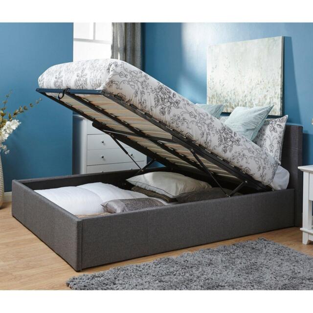 GFW Faux Leather Ottoman Bed with Mattress