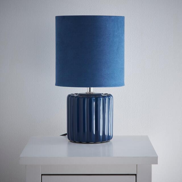 K Living Zoe Blue Ceramic Table Lamp With Matching Velvet - image 1