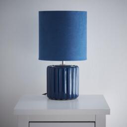 K Living Zoe Blue Ceramic Table Lamp With Matching Velvet - thumbnail 1