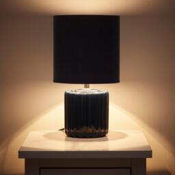 K Living Zoe Blue Ceramic Table Lamp With Matching Velvet - thumbnail 2