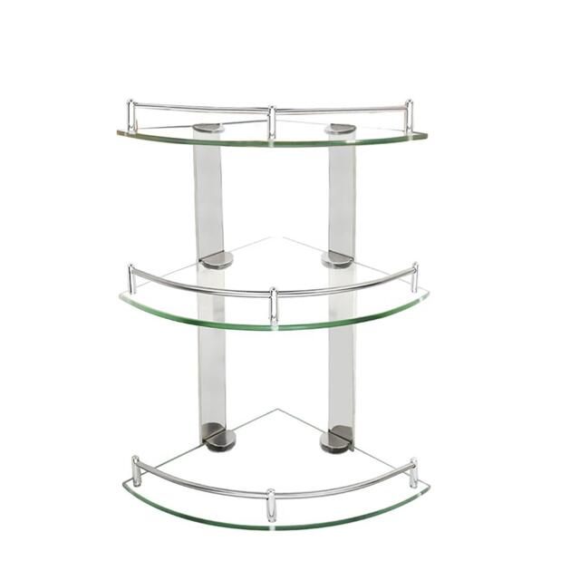 LIFE IDEAS 3-Tier Tempered Glass Bathroom Corner Shelf 24cm