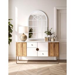Interiors by Premier Lovida White Arched Wooden Frame Wall Mirror - thumbnail 2