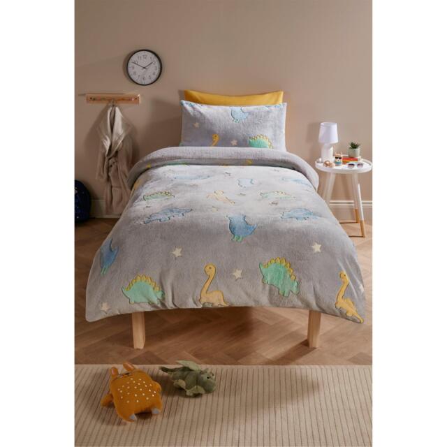 Homelife Glow In The Dark Dino Teddy Fleece Duvet Cover Sets - image 1