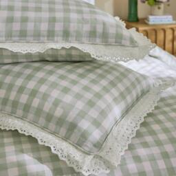 Cath Kidston Painted Gingham Lace Cotton Duvet Cover Set - thumbnail 3