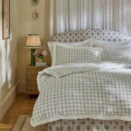 Cath Kidston Painted Gingham Lace Cotton Duvet Cover Set - thumbnail 1
