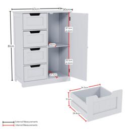 Lassic Bath Vida Priano 4 Drawer 1 Door Freestanding Unit - thumbnail 2