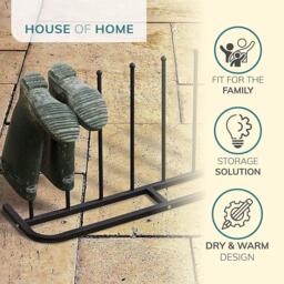 House of Home 4 Pair Black Boot Shoe Welly Stand Storage - thumbnail 3