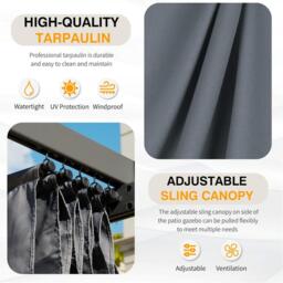Breeins 300cm Aluminum Horizontal Outdoor Pergola - thumbnail 4
