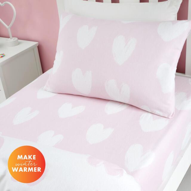 Catherine Lansfield Brushed Cotton Hearts Fitted Sheet - image 1