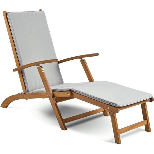 VonHaus Hudson Grey Sun Lounger Chair With Cushion - image 1