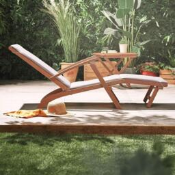 VonHaus Hudson Grey Sun Lounger Chair With Cushion - thumbnail 7