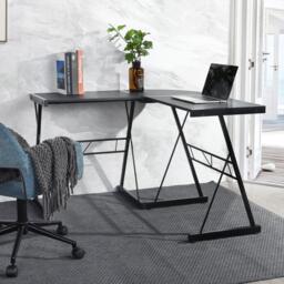 FurnitureR L-Shaped Corner Computer Desk Office Workstation with Steel Frame - thumbnail 1