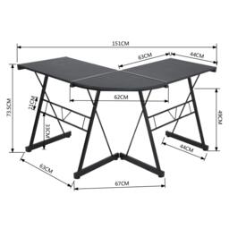 FurnitureR L-Shaped Corner Computer Desk Office Workstation with Steel Frame - thumbnail 8