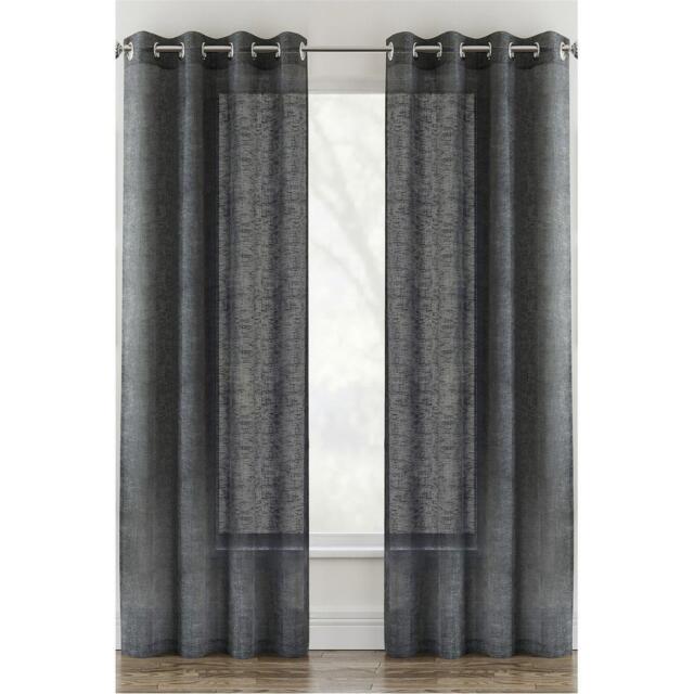 Enhanced Living Crete Linen Looks Sheer Eyelet Panel - Pair - image 1