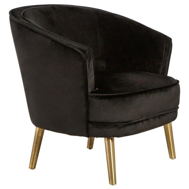 Interiors by Premier Louxor Black Velvet Round Chair - image 1