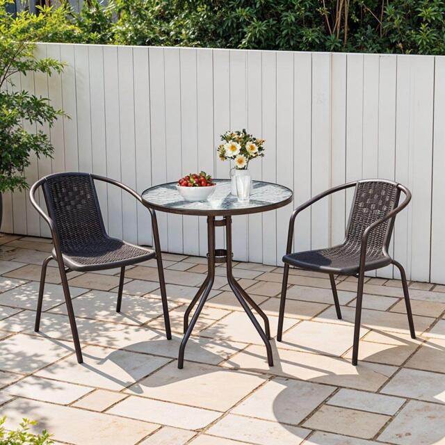 Breeins 2 pcs PE Rattan Stacking Garden Chairs - image 1