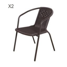 Breeins 2 pcs PE Rattan Stacking Garden Chairs - thumbnail 3
