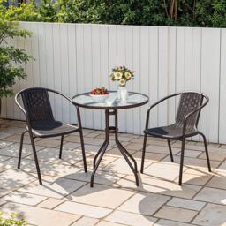 Breeins 2 pcs PE Rattan Stacking Garden Chairs