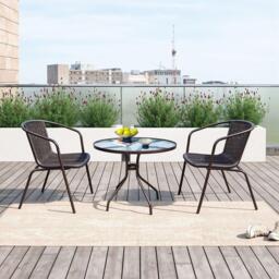 Breeins 2 pcs PE Rattan Stacking Garden Chairs - thumbnail 2