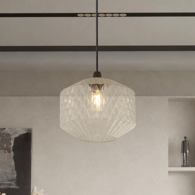 Lighting Collection Textured Clear Glass Lamp Shade - image 1