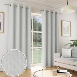 Enhanced Living Tokyo Grey Room Darkening Velvet Eyelet Curtains - thumbnail 1