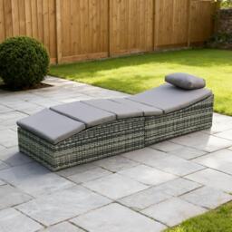 Linea Modern Rattan Weather Resistant Outdoor Sun Lounger - thumbnail 1