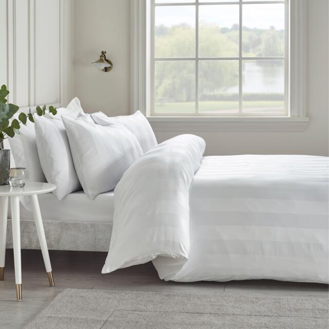Catherine Lansfield Soft Satin Stripe Duvet Cover Set - image 1