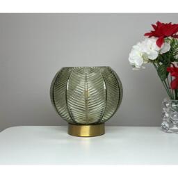 K Living Leaves Green Glass Table Lamp