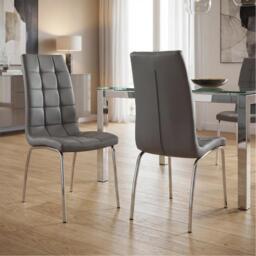 Shankar Set of 2 Jenner Leather Effect Grey Dining Chairs