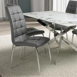 Shankar Set of 2 Jenner Leather Effect Grey Dining Chairs - thumbnail 8