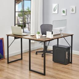 FurnitureR L-Shaped Corner Desk 129 cm Home Office Computer Table with Metal Frame - thumbnail 2