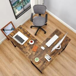 FurnitureR L-Shaped Corner Desk 129 cm Home Office Computer Table with Metal Frame - thumbnail 4