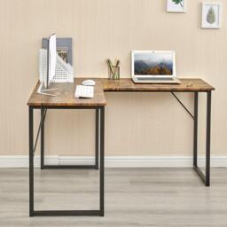 FurnitureR L-Shaped Corner Desk 129 cm Home Office Computer Table with Metal Frame - thumbnail 3