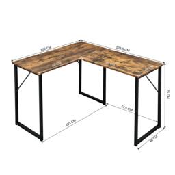 FurnitureR L-Shaped Corner Desk 129 cm Home Office Computer Table with Metal Frame - thumbnail 6