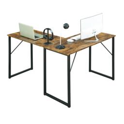 FurnitureR L-Shaped Corner Desk 129 cm Home Office Computer Table with Metal Frame - thumbnail 1