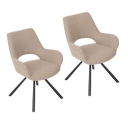 Urban Meuble Set of 2 Dining Chair Beige Fabric Modern Design - thumbnail 2