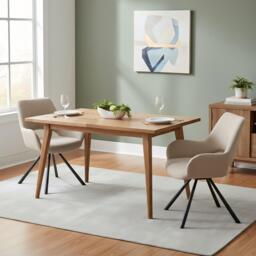 Urban Meuble Set of 2 Dining Chair Beige Fabric Modern Design