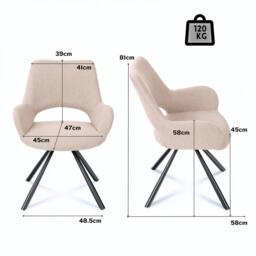 Urban Meuble Set of 2 Dining Chair Beige Fabric Modern Design - thumbnail 7
