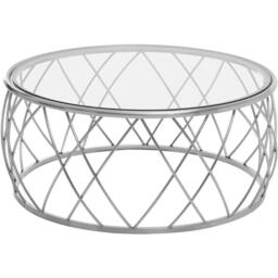 Interiors by Premier Ackley Silver Round Coffee Table with Clear Glass - thumbnail 2