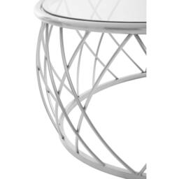 Interiors by Premier Ackley Silver Round Coffee Table with Clear Glass - thumbnail 3