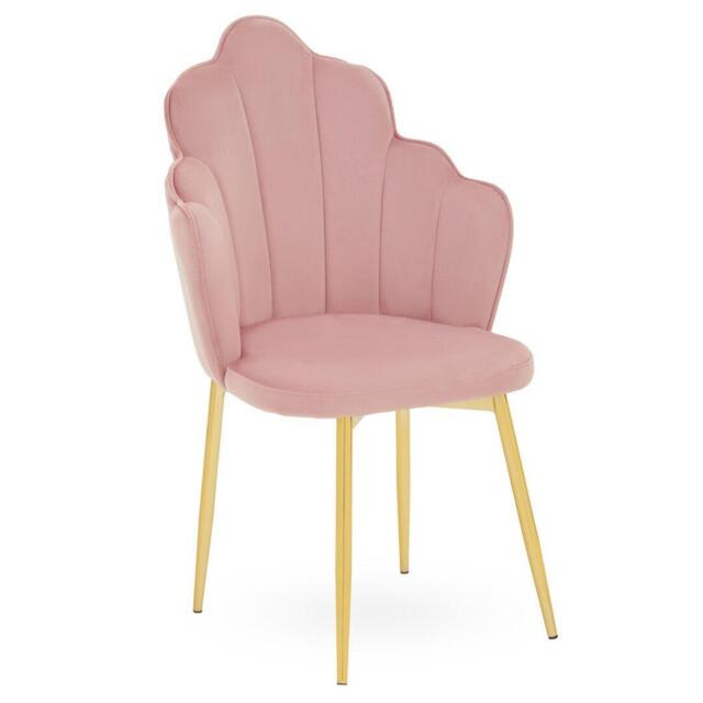 Interiors by Premier Tian Pink Velvet Dining Chair with Gold Metal Legs