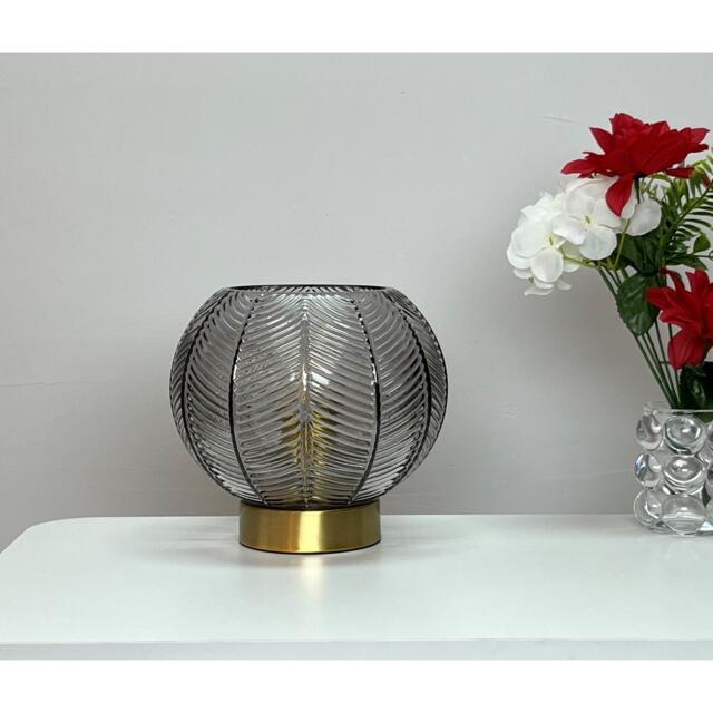 K Living Leaves Smokey Glass Table Lamp - image 1