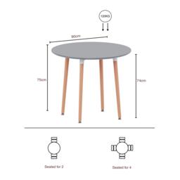 Lassic Vida Designs Batley 4 Seater Round Dining Table - thumbnail 2